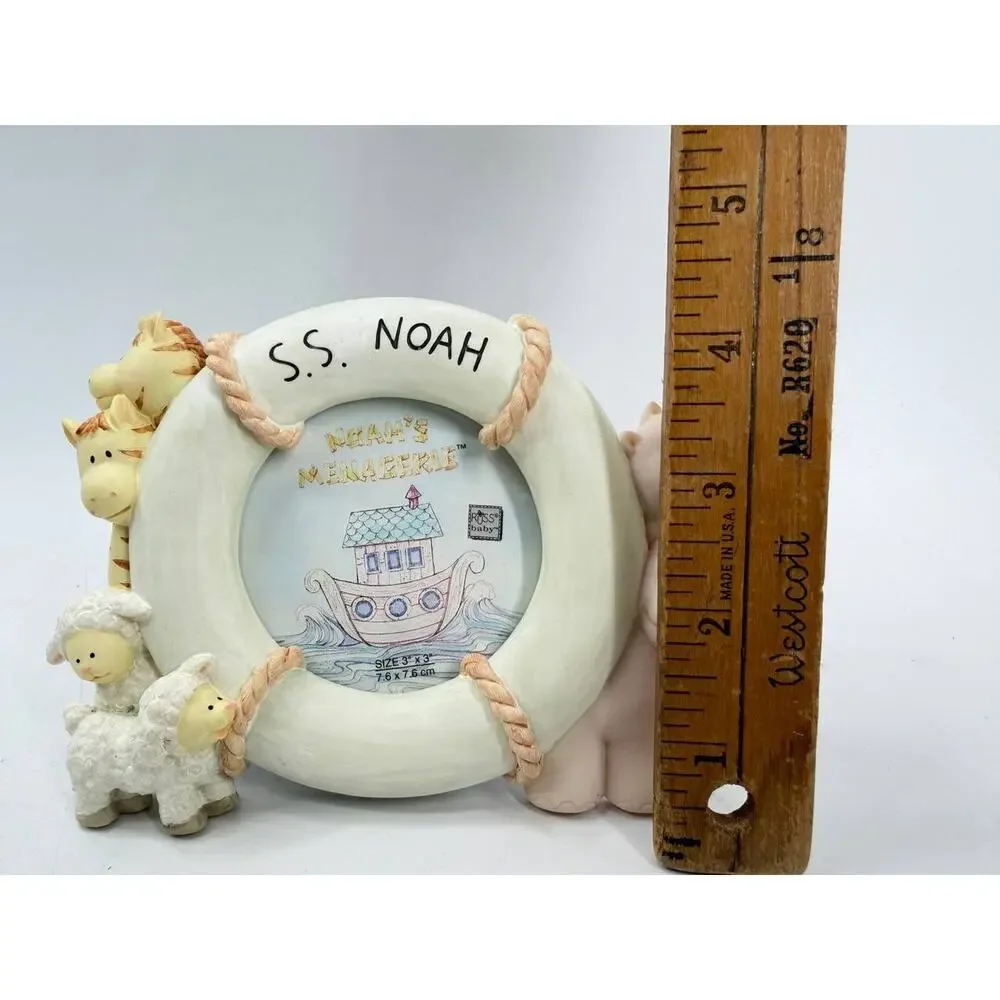 Russ Baby Noah's Menagerie S.S. Noah Photo Frame 3x3 Hand Painted NIB 24329